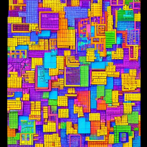 Image similar to a rectange packed with 5000 individually colored rectanges, highly detailed