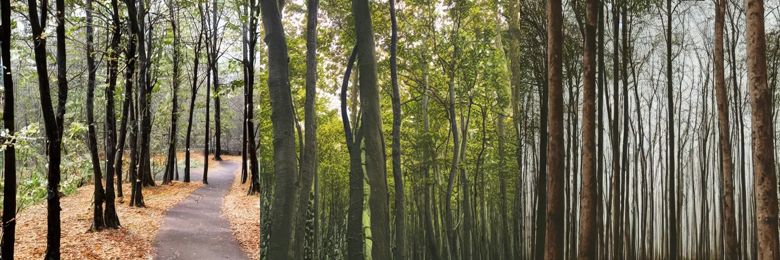 Prompt: forest full of plastic trees