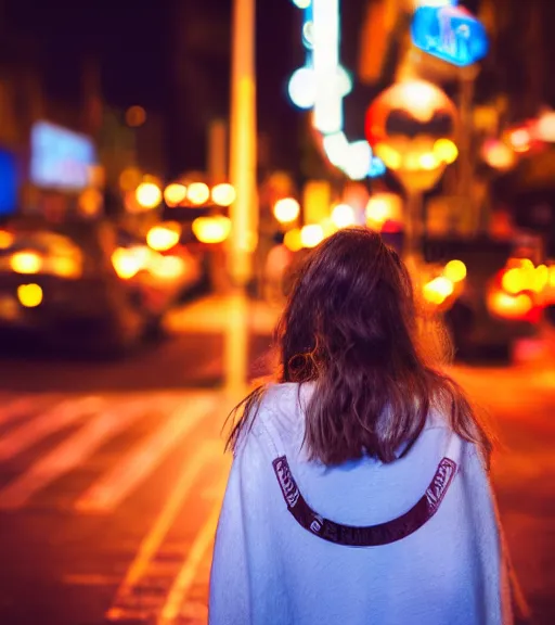 Image similar to portrait of young woman lowlight neon lights, cinematic,4k,35mm,street photo, epic