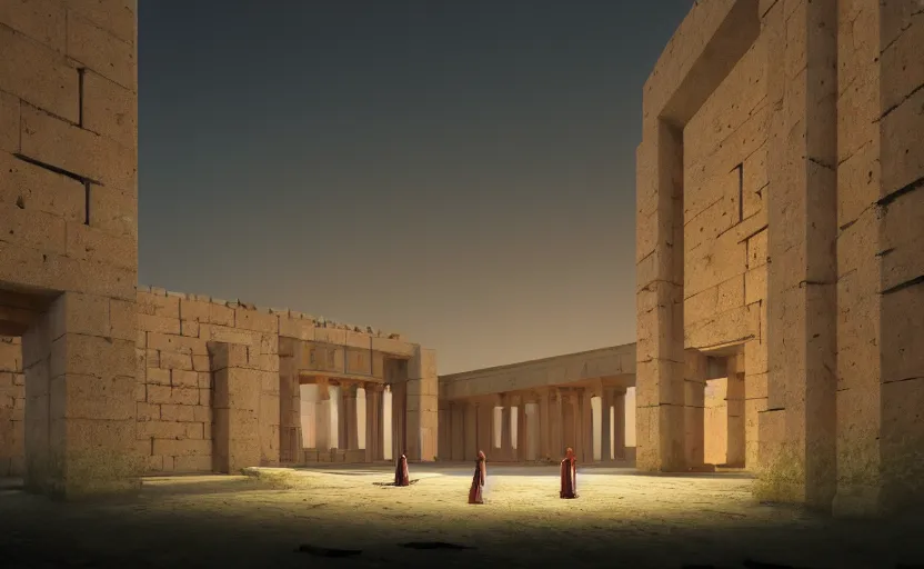 Prompt: exterior shot of utopian ancient persian temple with cinematic lighting by peter zumthor and renzo piano, darek zabrocki and greg ruthkowski, simon stalenhag, cinematic, holy place, paradise, scifi, futurism, atmospheric, concept art, artstation, trending on artstation