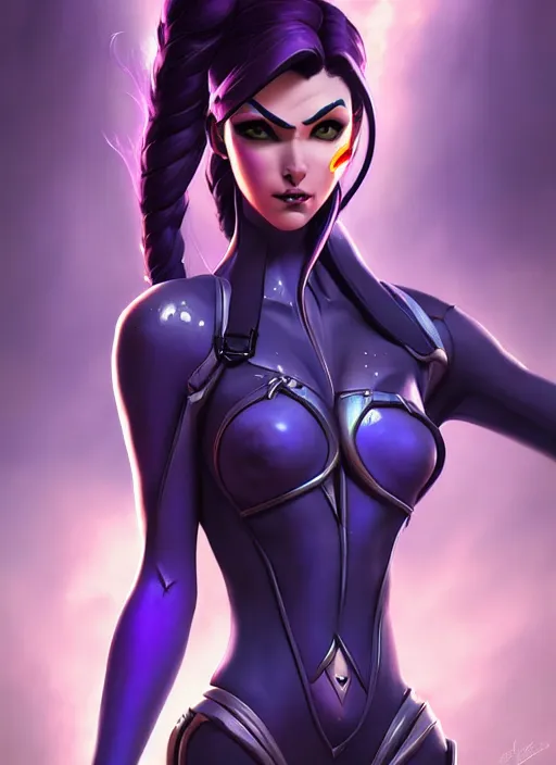 Image similar to epic widowmaker portrait from overwatch, fantasy, fantasy art, character portrait, portrait, close up, highly detailed, scifi art, intricate detail, amazing detail, sharp focus, vintage fantasy art, vintage sci - fi art, radiant light, trending on artstation, caustics, by boris vallejo