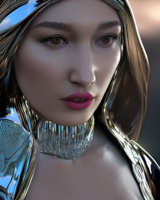 Image similar to a highly detailed metahuman 8 k close up render of bella hadid salvador dali style trending on artstation made in unreal engine 4