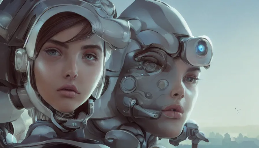 Prompt: highly detailed surreal vfx portrait of a robot android, ana de armas, madison beer, stephen bliss, unreal engine, greg rutkowski, loish, rhads, beeple, makoto shinkai and lois van baarle, ilya kuvshinov, rossdraws, tom bagshaw, global illumination, detailed and intricate environment