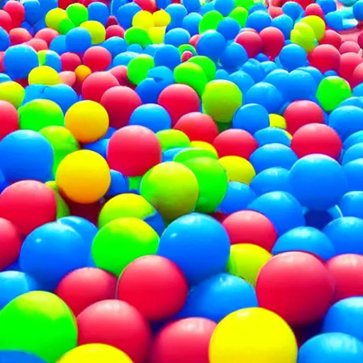 Image similar to a swimming pool overflowing with coloured balls