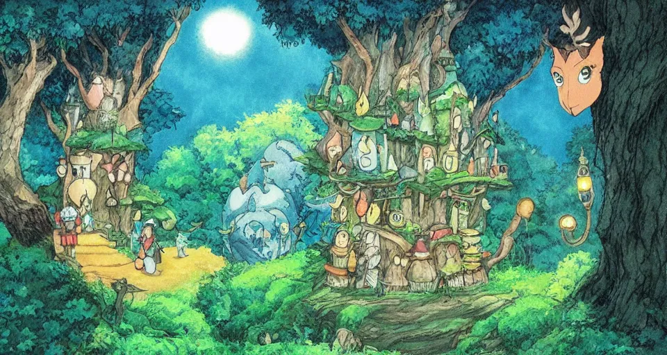 Image similar to Enchanted and magic forest, by Studio Ghibli