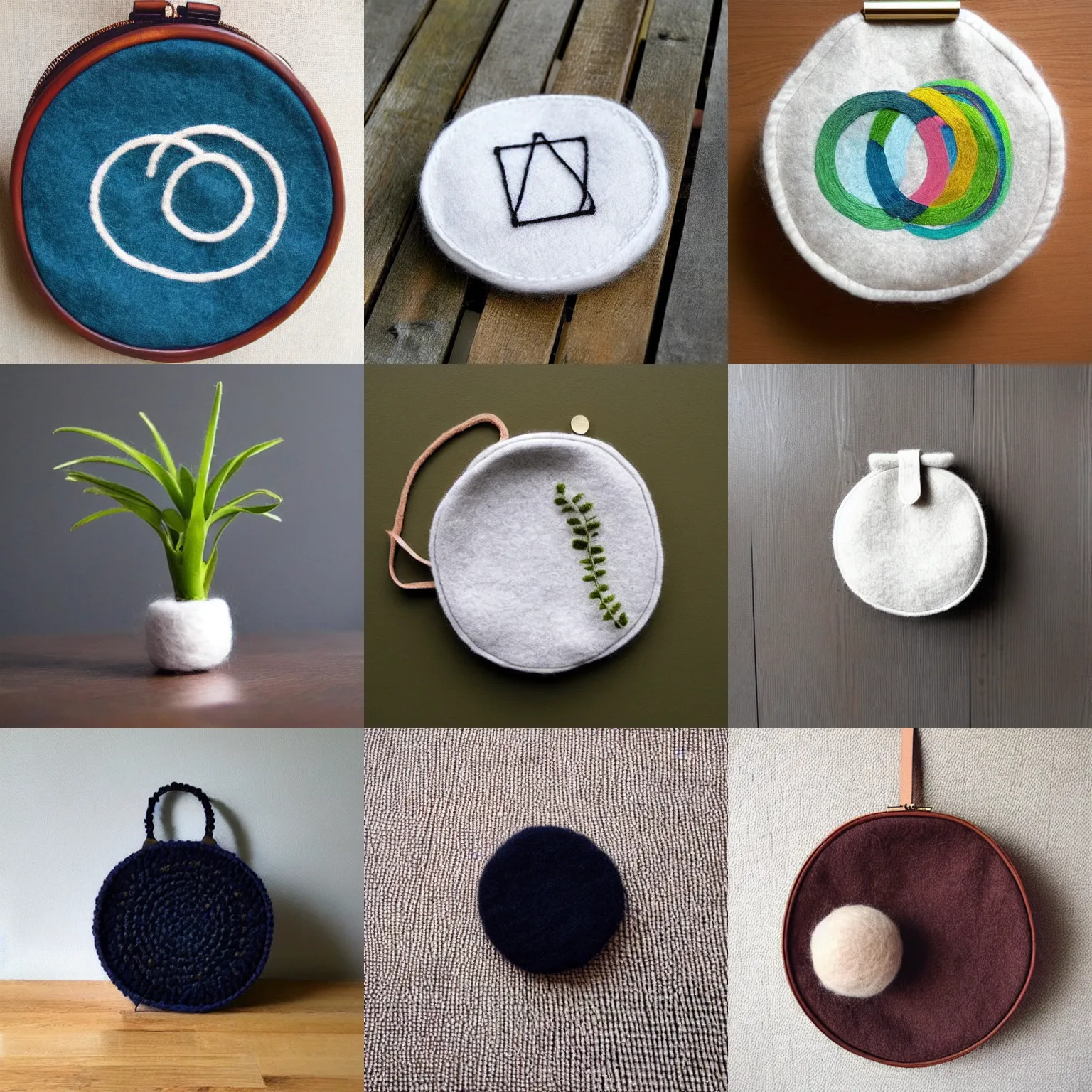 Prompt: minimalistic logo, round, art, handbag, wool, craft, exquisite, premium, plants, loom, etsy, pinterest style