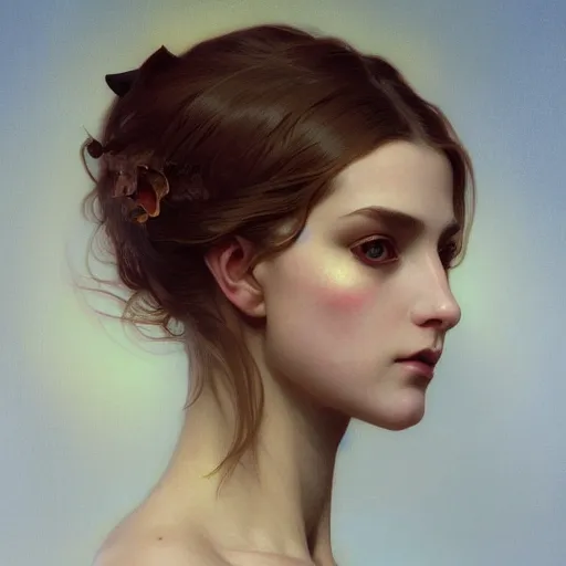 Image similar to portrait of a female demon, intricate, elegant, highly detailed, digital painting, artstation, concept art, smooth, sharp focus, illustration, art by artgerm and greg rutkowski and alphonse mucha and william - adolphe bouguereau