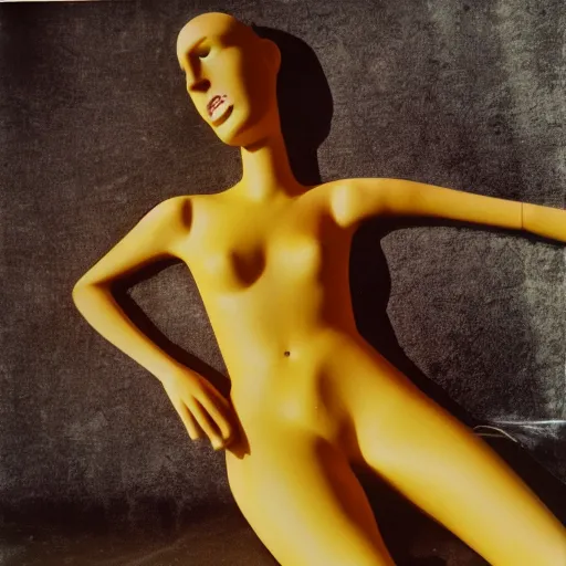 Image similar to department store mannequin melting due to the heat, hektachrome, vividcolor,