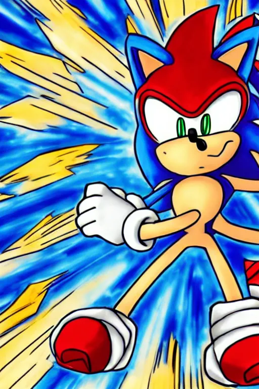 Image similar to an illustration of sonic the hedgehog as ironman