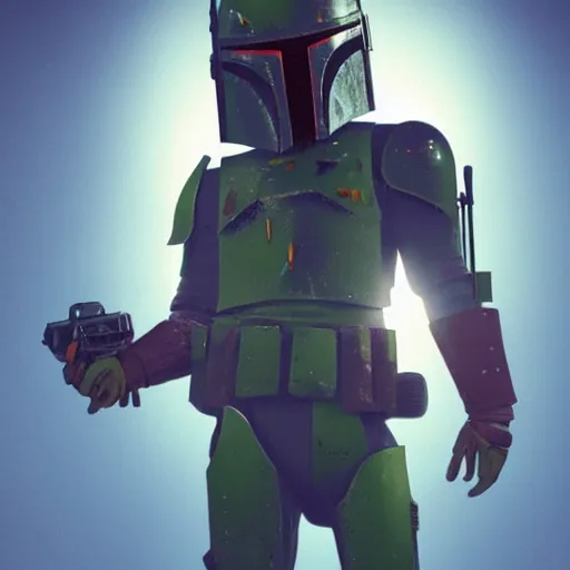 Prompt: fantasy style boba fett by beeple, epic lighting, semirealistic