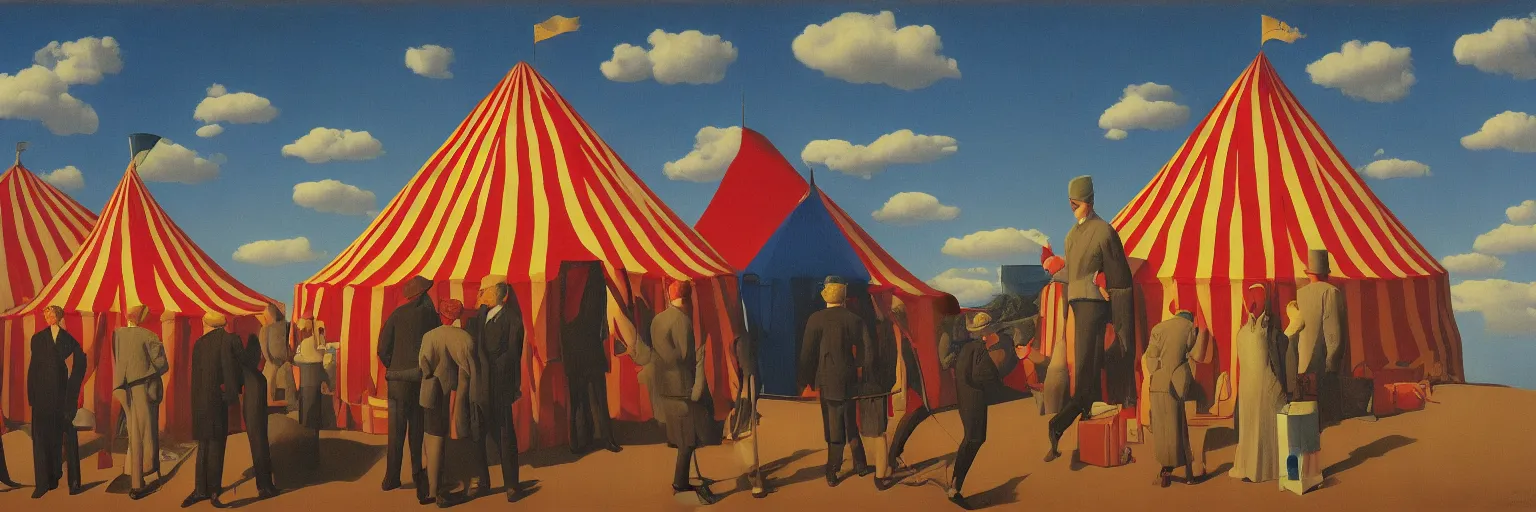 Image similar to circus tent painting magritte