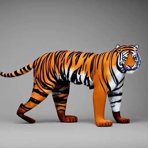 Prompt: a statue of a tiger [ made of [ clay ]!! ], [ 4 k photorealism ]!!, trending on unsplash, shot by jimmy nelson, irving penn, peter kemp, hans bellmer, and slim aarons