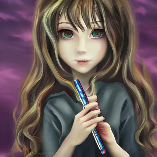 Image similar to portrait of a cute beautiful girl holding a balisong, anime digital art,