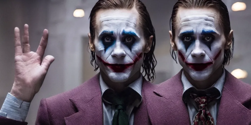 Image similar to Jared Leto as Arthur Fleck in 'Joker' (2019), movie still frame, only one person in frame, oscar nominated cinematography, volumetric lighting, 8k resolution, beautiful composition