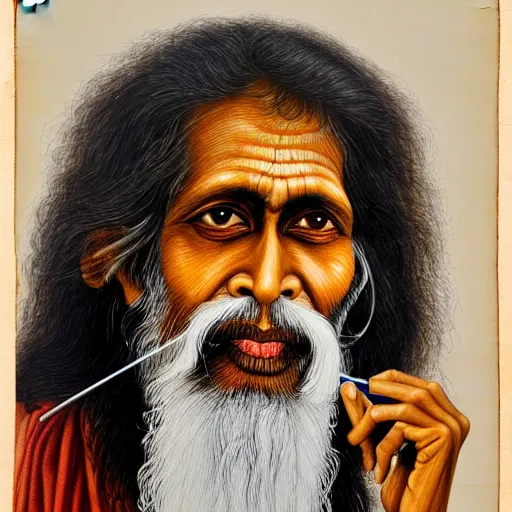 Prompt: a detailed portrait of lalon, baul, singer with ektara, instrument, mystic, sufism, bangladesh, hyperrealism