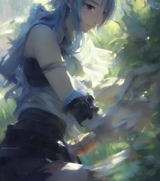 Image similar to daniel f. gerhartz painting of an anime woman, makoto shinkai, krenzcushart