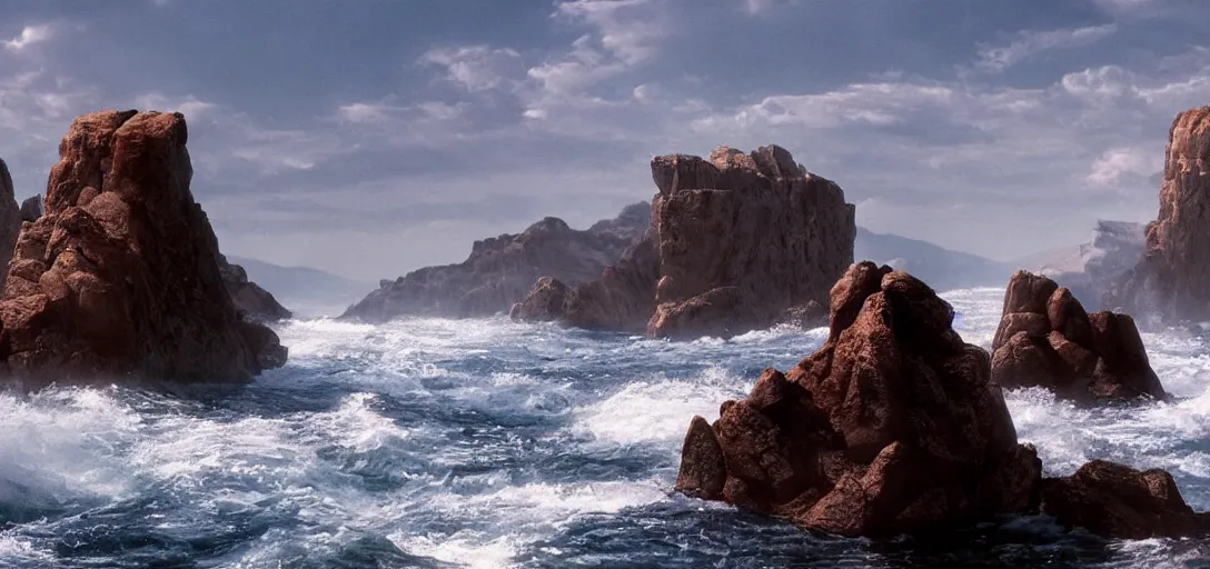 Image similar to a very high resolution image from a scene where moses splits the two seas apart. beautiful scenery. photorealistic, photography, directed by tod howard