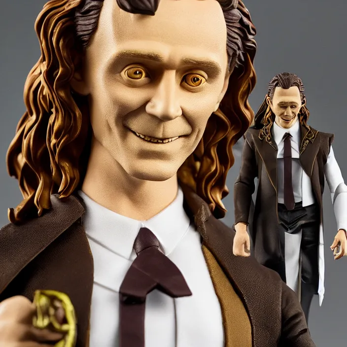 Prompt: tom hiddleston, a goodsmile figure of tom hiddleston, loki, figurine, detailed product photo