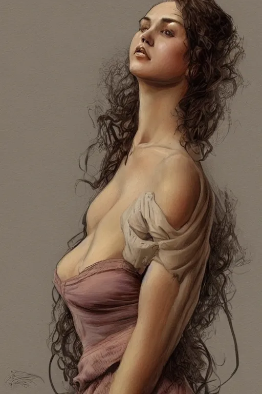 Prompt: beautiful natural coy cottagecore peasant maiden master life drawing, intricate, elegant, highly detailed, digital painting, artstation, concept art, smooth, sharp focus, illustration, art gerald brom