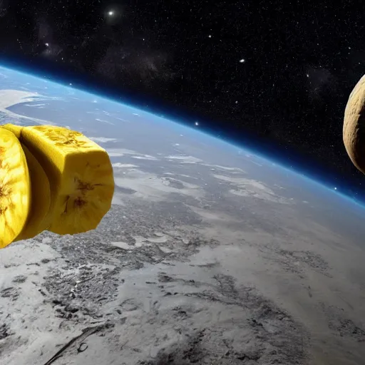 Prompt: an asteroid shaped as a banana destroying earth