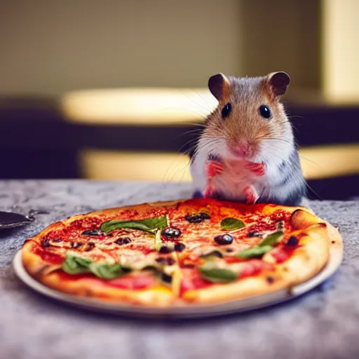 Image similar to hamster eating a pizza