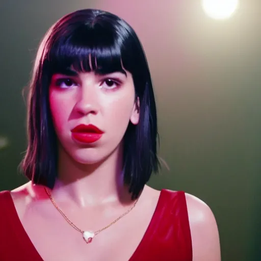 Image similar to Live Action Still of Dua Lipa in Pulp Fiction, real life, hyperrealistic, ultra realistic, realistic, highly detailed, epic, HD quality, 8k resolution, film still