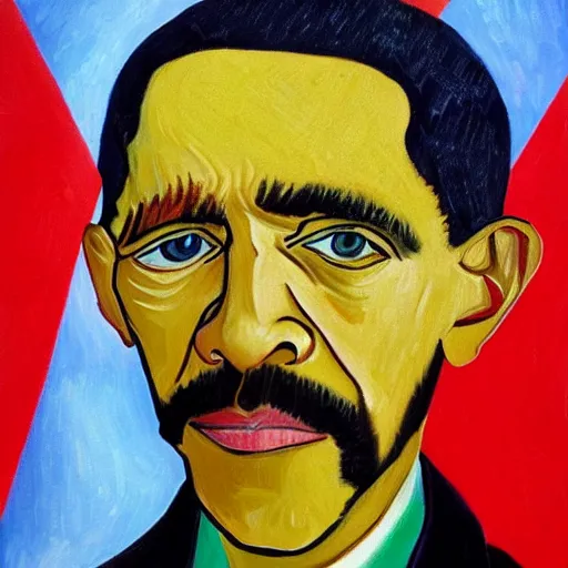 Prompt: Van Gogh paints a perfect fusion of Barack Obama and Joe Biden, style of Vincent Van Gogh, presidential fusion, mix of Biden and Obama, presidential cross, portrait, oil painting, 4k photograph of painting