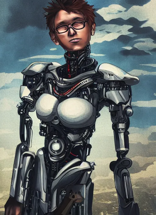 Prompt: a portrait of a cyborg in a scenic environment by aramaki shinji