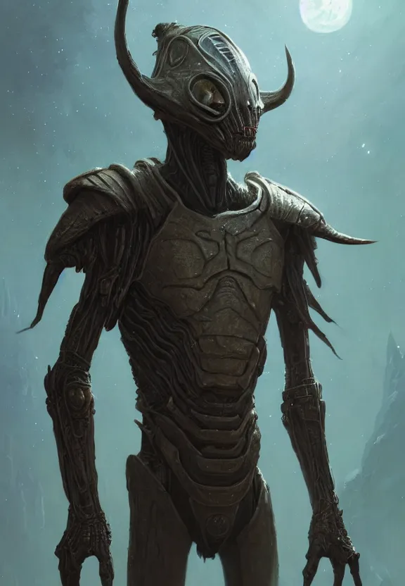 Image similar to highly detailed full body portrait of an unknown star wars character as a primitive alien, in skyrim, stephen bliss, unreal engine, fantasy art by greg rutkowski, loish, rhads, ferdinand knab, makoto shinkai and lois van baarle, ilya kuvshinov, rossdraws, tom bagshaw, global illumination, radiant light, detailed and intricate environment