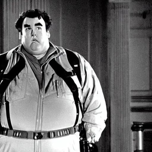 Image similar to cinematic, film still of john candy as louis tully in ghostbusters