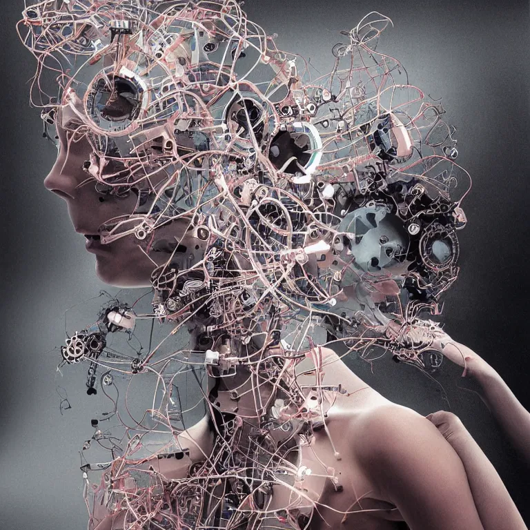 Image similar to “ symbiosis of woman and machine, hyper realistic abstract surrealism, detailed ”