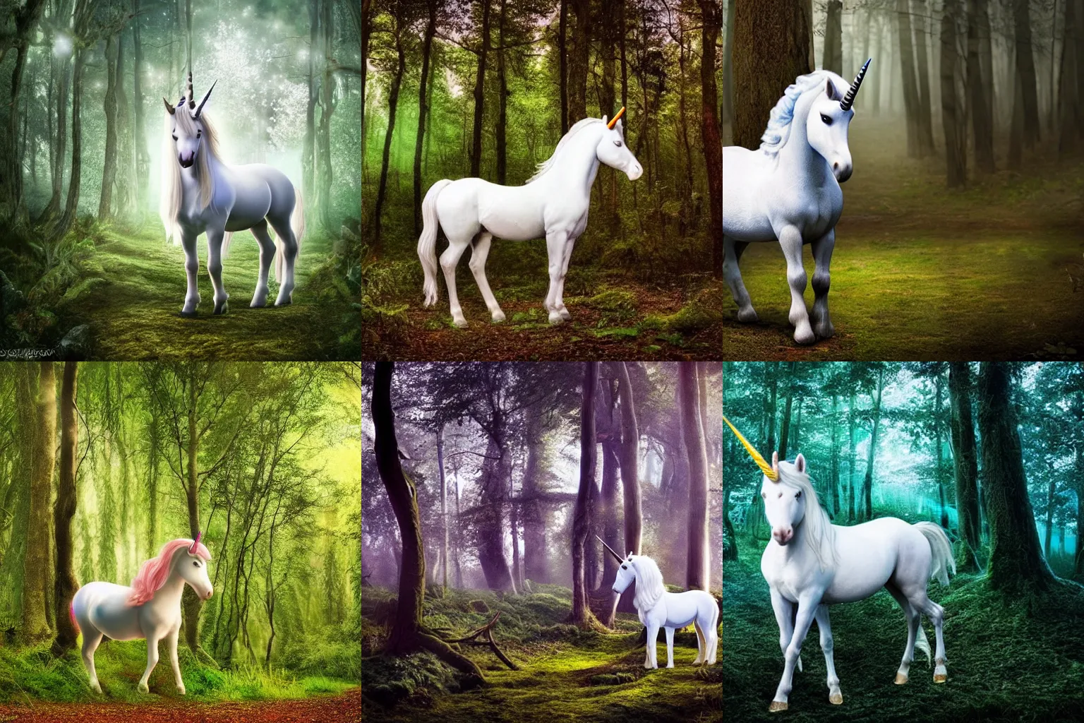 Prompt: A unicorn in a magical forest, photo