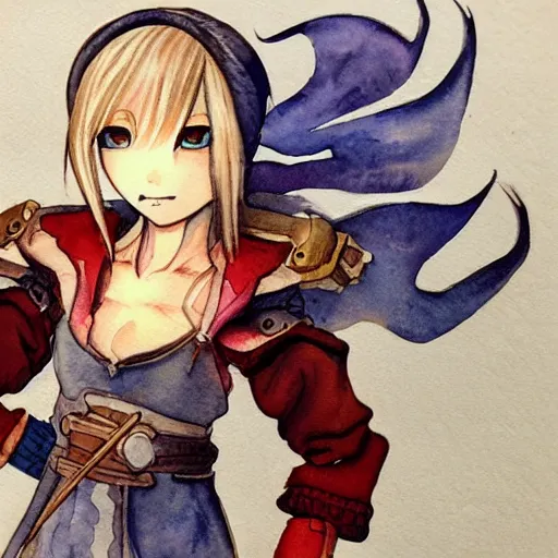 Prompt: watercolor, final fantasy tactics character design