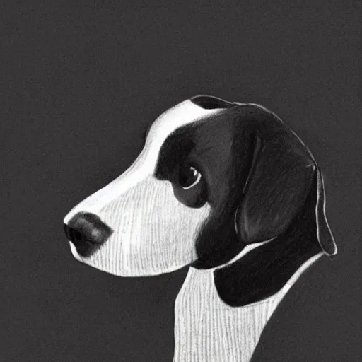 Prompt: black and white sketch of a dog
