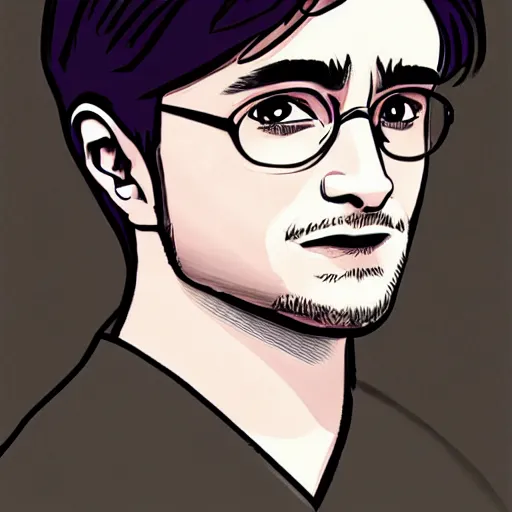 Prompt: daniel radcliffe, heavily stylized, by studio trigger