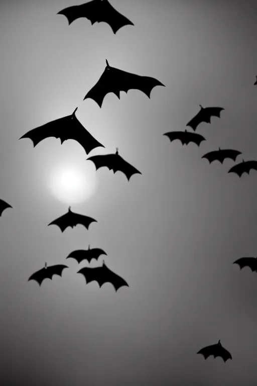 Prompt: A photo of bats flying in a hospital bedroom, BW