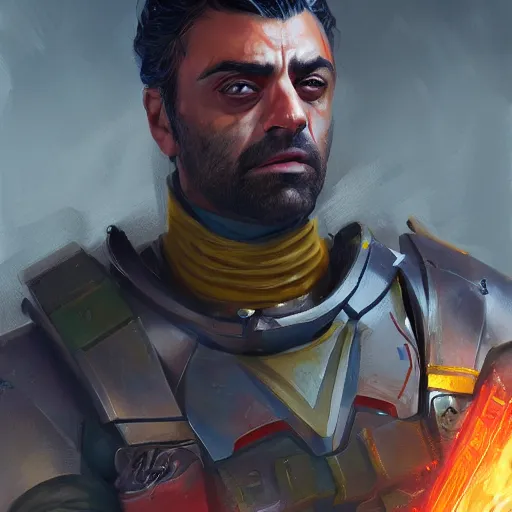 Image similar to oscar isaac as a 4 0 k marine by mandy jurgens, artstation