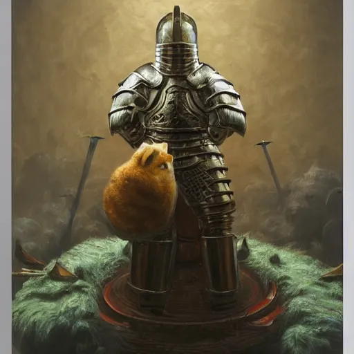 Prompt: knight armor, anthropomorphic shiba inu face, knight round table in tavern,, stuning 3 d render, masterpiece, glowing aura, by donato giancola and greg rutkowski and wayne barlow and zdzisław beksinski, realistic face