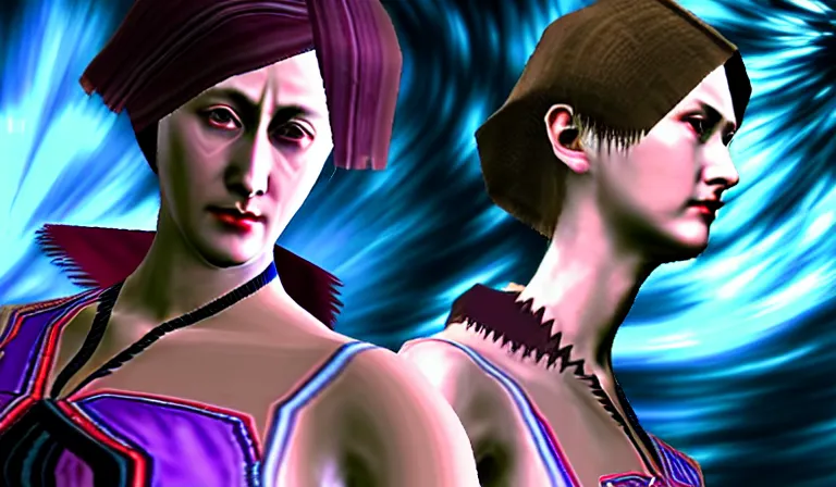 Image similar to Virginia Woolf as a Tekken character in a Filipino stage with low health, side view, gameplay screenshot