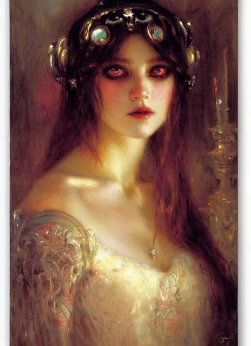 Image similar to gothic princess portrait. by gaston bussiere