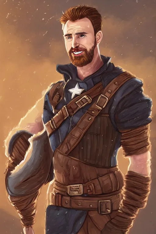 Prompt: chris evans portrait as a dnd character fantasy art.