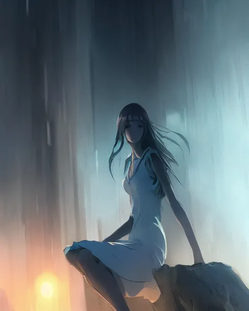 Image similar to ghostly vertical figures in dark smoke, scenic full shot, ambient lighting, detailed face, by makoto shinkai, stanley artgerm lau, wlop, rossdraws, no people