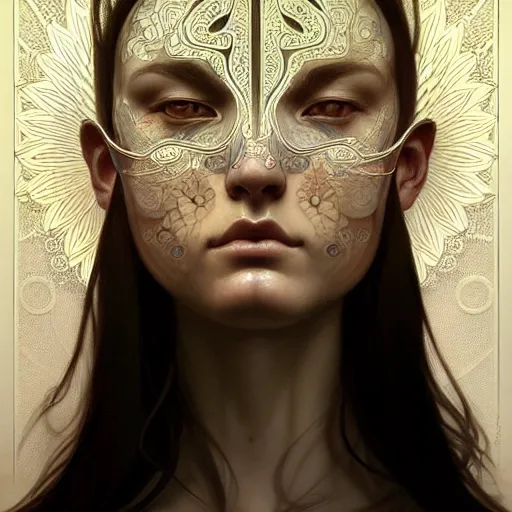 Image similar to Intricate delicate chakra face diagram, face, detailed, intricate, elegant, highly detailed, digital painting, artstation, concept art, smooth, sharp focus, illustration, art by Krenz Cushart and Artem Demura and alphonse mucha