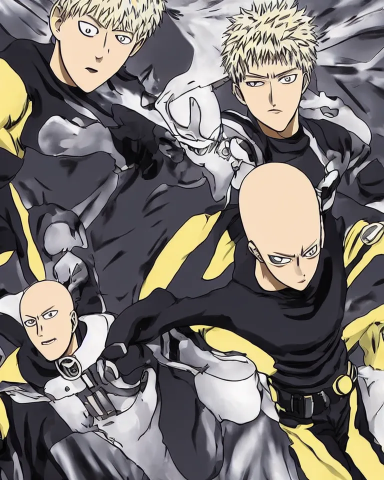 Prompt: hyper-realistic kakashit hatake + genos from one punch man