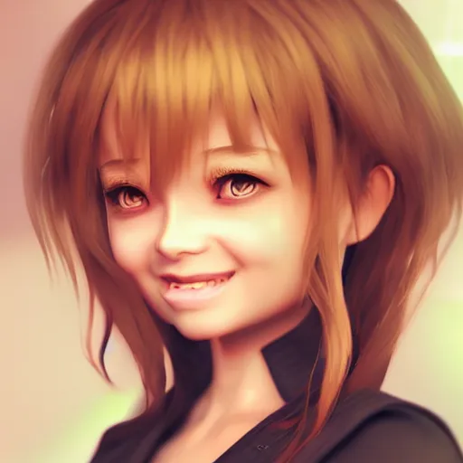 Image similar to happy girl, 3 d art, blender, realistic, by digital artist, by sakimichan, style anime