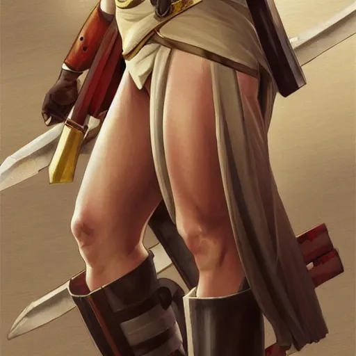 Prompt: character concept portrait of tsunade as an ancient greek soldier, tall, muscular, blonde, modestly clothed, on a battlefield, highly detailed, digital painting, artstation, concept art, symmetry, smooth, sharp focus, illustration, art by artgerm and greg rutkowski and alphonse mucha