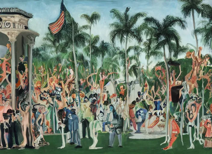 Image similar to Mar-a-Lago estate under siege by otto dix