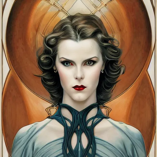 Prompt: a streamline moderne, ( art nouveau ), portrait in the style of charlie bowater, and in the style of donato giancola, and in the style of charles dulac. intelligent, beautiful eyes. symmetry, ultrasharp focus, dramatic lighting, semirealism, intricate symmetrical ultrafine background detail.