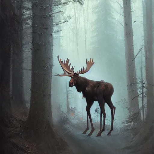 Prompt: humanoid anthropomorphic hominid moose by greg rutkowski