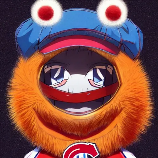 Image similar to anime Portrait of Youppi the Habs Montreal Canadiens Mascot as a very cute powerful and friendly pokemon, highly detailed anime, high evolution, 1990s, legendary, smooth, sharp focus, dynamic lighting, intricate, trending on ArtStation, illustration pokemon, art by WLOP